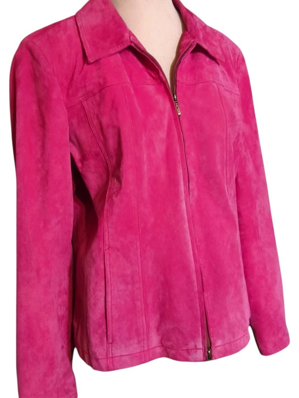 Vintage Genuine Pink Suede Jacket by Coldwater Creek Barbiecore Pink Size Large